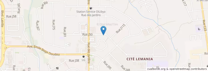 Mapa de ubicacion de Le Boya Bar en 科特迪瓦, 阿比让, Cocody.