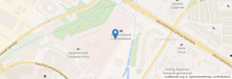 Mapa de ubicacion de Газпром корпоративный институт en Rusia, Distrito Federal Central, Москва, Юго-Западный Административный Округ, Район Черёмушки.