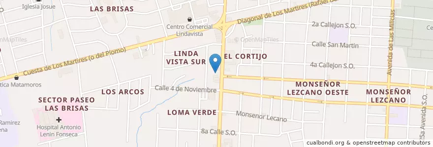 Mapa de ubicacion de KIELSA Linda Vista en Nicaragua, Departamento De Managua, Managua (Municipio).