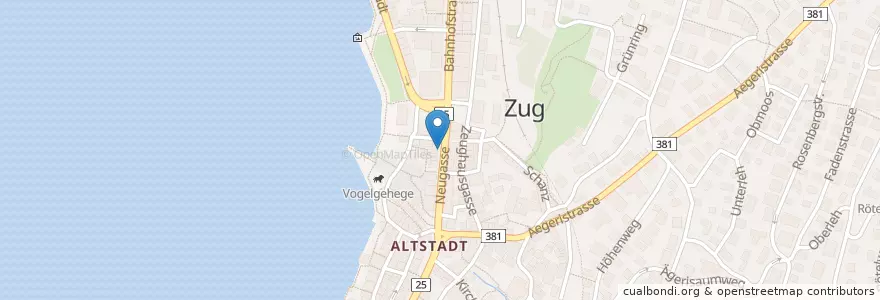 Mapa de ubicacion de Why Not Bar en Schweiz/Suisse/Svizzera/Svizra, Zug, Zug.