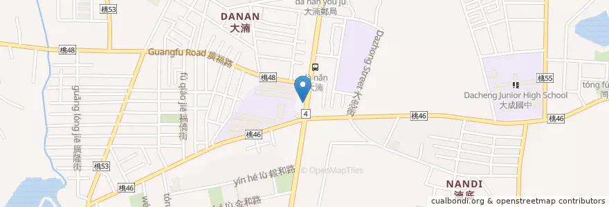 Mapa de ubicacion de 台北富邦商業銀行 en Taiwan, Taoyuan, Bade District.