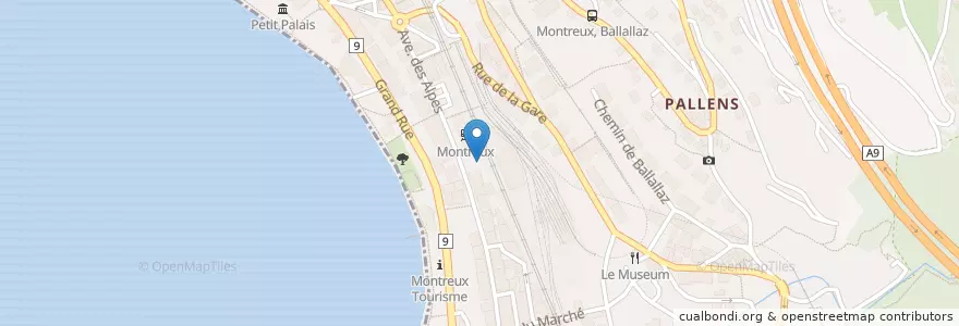 Mapa de ubicacion de Gare en Zwitserland, Waadland, District De La Riviera-Pays-D’Enhaut, Montreux.