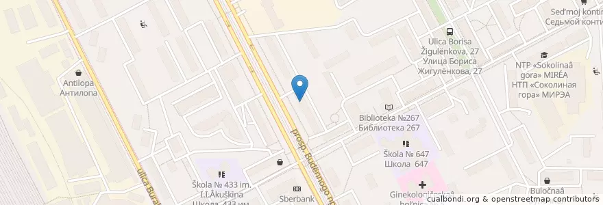 Mapa de ubicacion de Столички en Russie, District Fédéral Central, Moscou, Восточный Административный Округ, Район Соколиная Гора.