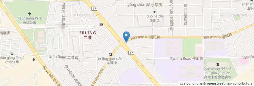Mapa de ubicacion de 正忠排骨飯 en 타이완, 가오슝시, 샤오강구.