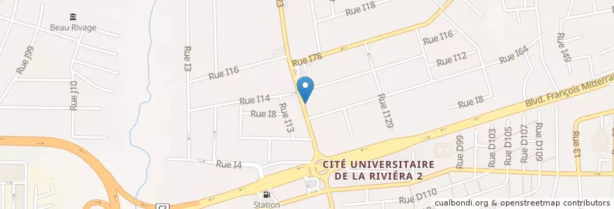 Mapa de ubicacion de Le coin du Bonheur (Chez Ange) en ساحل العاج, أبيدجان, Cocody.