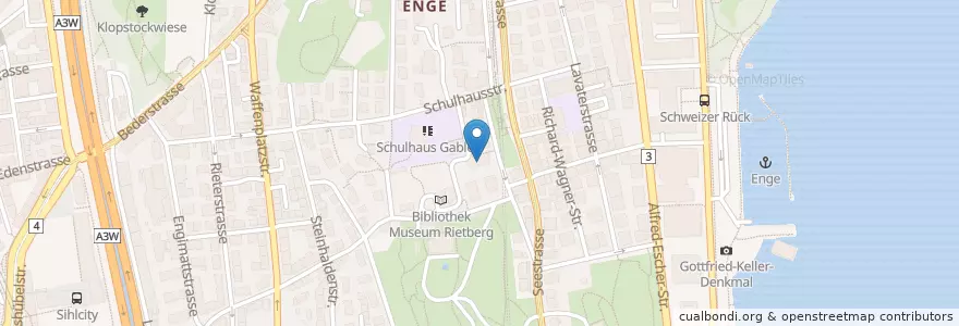 Mapa de ubicacion de Kindergarten Grütli 1 - 3 en İsviçre, Zürih, Bezirk Zürich, Zürich.