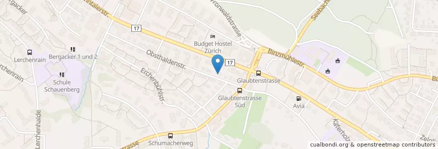 Mapa de ubicacion de Kindergarten Obsthalden en Switzerland, Zurich, District Zurich, Zurich.
