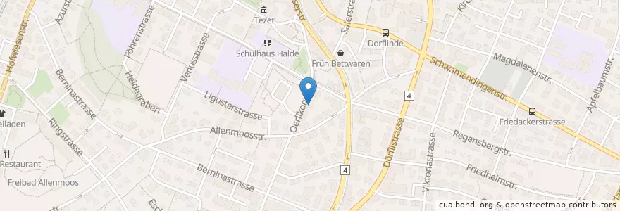 Mapa de ubicacion de Kindergarten Oerlikoner en Switzerland, Zurich, District Zurich, Zurich.