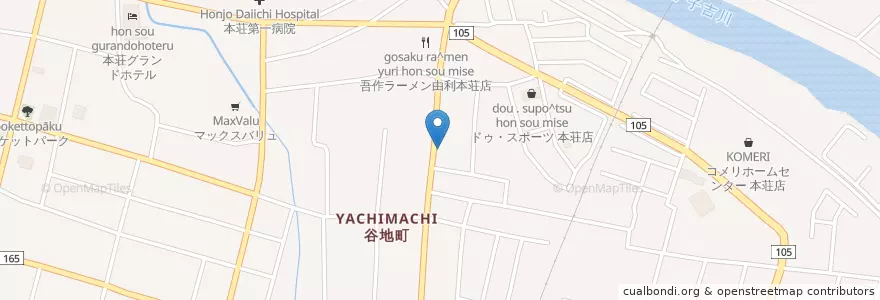 Mapa de ubicacion de ビストロカインド en 日本, 秋田県, 由利本荘市.