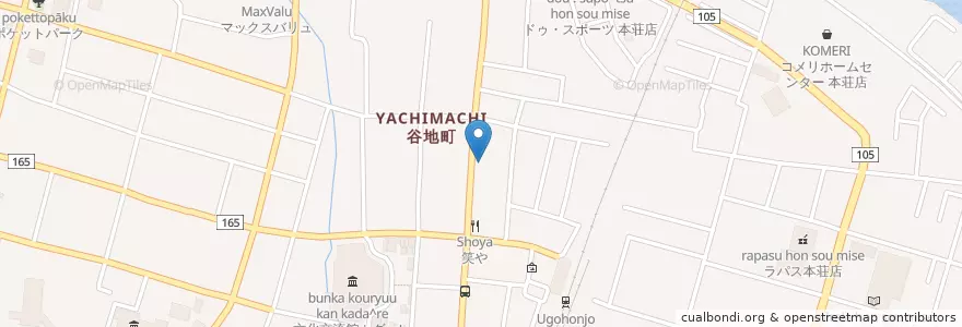 Mapa de ubicacion de 奥山内科医院 en 日本, 秋田県, 由利本荘市.