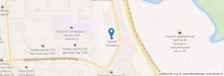 Mapa de ubicacion de Татнефть en Rusland, Centraal Federaal District, Moskou, Южный Административный Округ, Район Зябликово, Район Братеево.