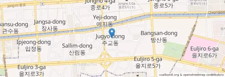 Mapa de ubicacion de 우래옥(Woo Lae Oak) en Güney Kore, Seul, 을지로동.