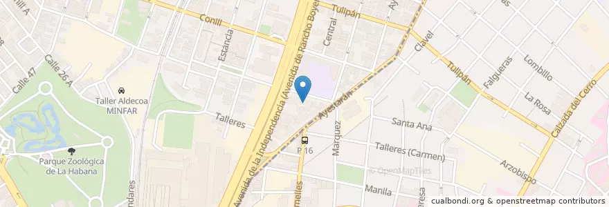 Mapa de ubicacion de Casa Religiosa Yoruba "ILE OSHA-IFA Ofun Gando" en 쿠바, La Habana, Cerro.