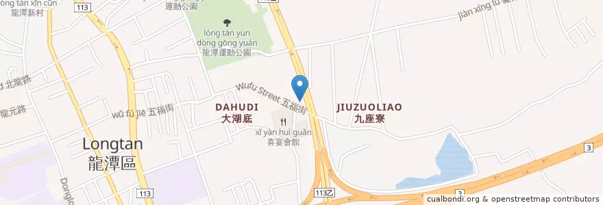 Mapa de ubicacion de 野火牛排 en Taïwan, Taoyuan, 龍潭區.