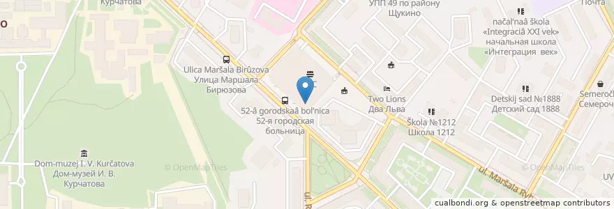Mapa de ubicacion de Андерсон en Rússia, Distrito Federal Central, Москва, Северо-Западный Административный Округ, Район Щукино.