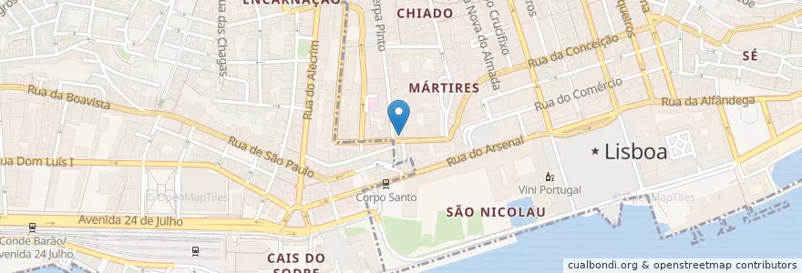 Mapa de ubicacion de 三明治專賣店 en 葡萄牙, Área Metropolitana De Lisboa, Lisboa, Grande Lisboa, 里斯本, Misericórdia.