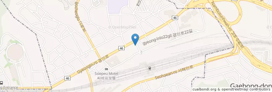 Mapa de ubicacion de 이디야 오류동 en 대한민국, 서울, 구로구, 오류1동.