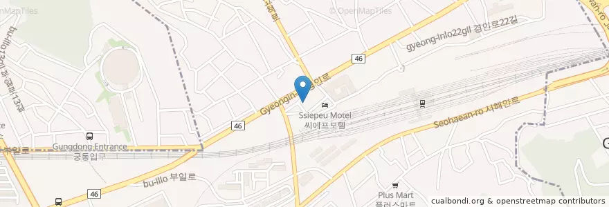 Mapa de ubicacion de 국민은행 en Coreia Do Sul, Seul, 구로구, 오류2동, 오류1동.