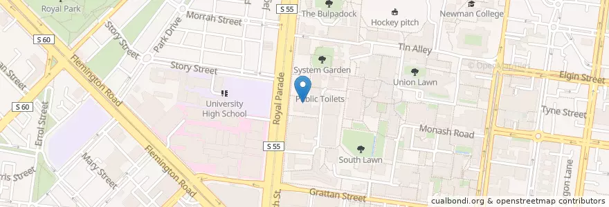 Mapa de ubicacion de Melba Hall en Australien, Victoria, City Of Melbourne.