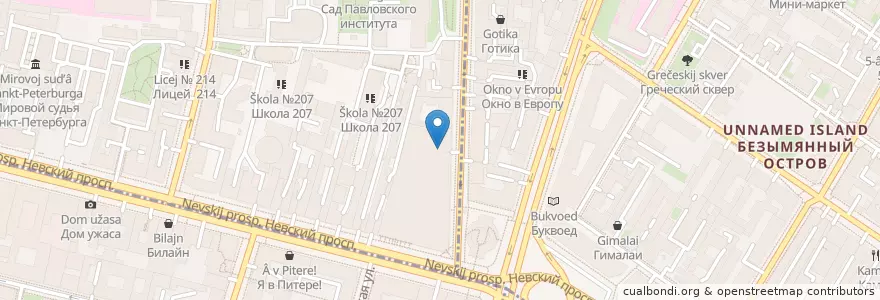 Mapa de ubicacion de Обед Буфет en ロシア, 北西連邦管区, レニングラード州, サンクト ペテルブルク, Центральный Район.