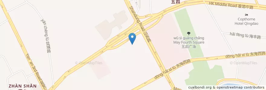 Mapa de ubicacion de Five Sen5es en 中国, 山东省, 青岛市, 市南区.