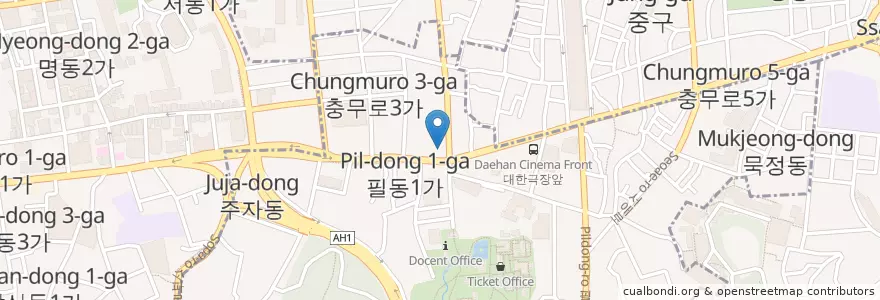 Mapa de ubicacion de Draft coffeesmith en Corea Del Sud, Seul, 중구, 필동.