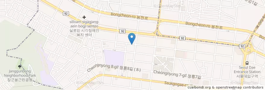 Mapa de ubicacion de 낀 알로이 알로이 en كوريا الجنوبية, سول, 관악구, 청룡동.