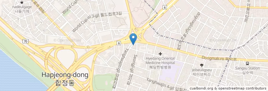 Mapa de ubicacion de 할리스커피 en 대한민국, 서울, 마포구, 합정동.