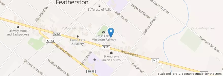 Mapa de ubicacion de Featherston Medical Centre en Neuseeland, Wellington, South Wairarapa District, Featherston Community.