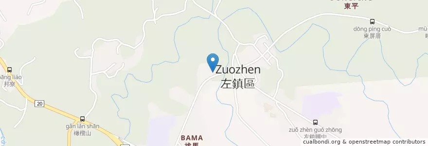 Mapa de ubicacion de 左鎮郵局 en Taiwan, Tainan, 左鎮區.
