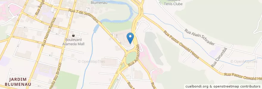 Mapa de ubicacion de Essen Platz Restaurante en Brasil, Región Sur, Santa Catarina, Região Geográfica Intermediária De Blumenau, Microrregião De Blumenau, Blumenau.