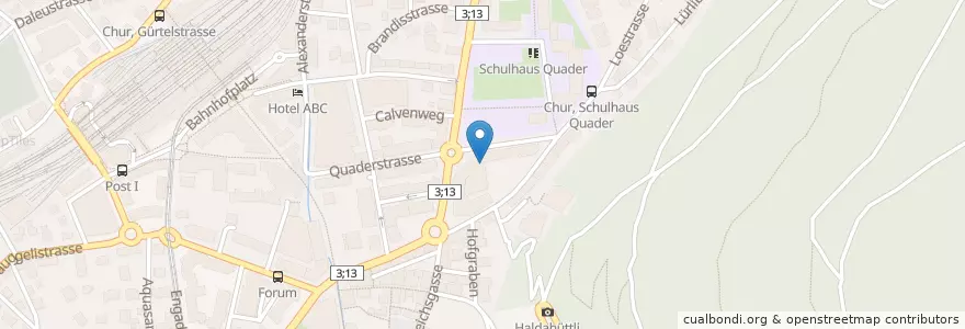 Mapa de ubicacion de Dr. med. Marco Bürge-Fuchs en Suiza, Grisones, Plessur, Chur.