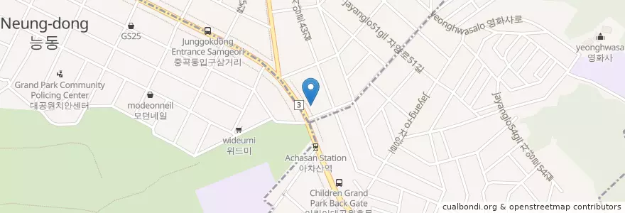 Mapa de ubicacion de Dunkin' Donuts en Coreia Do Sul, Seul, 광진구, 중곡4동.