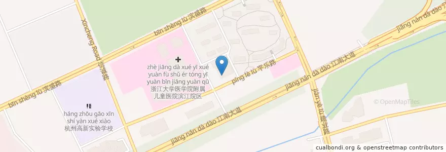 Mapa de ubicacion de 新丰小吃 en 中国, 浙江省, 杭州市, 浜江区, 长河街道.