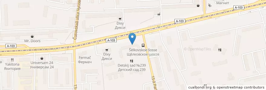 Mapa de ubicacion de Юнидент en 俄罗斯/俄羅斯, Центральный Федеральный Округ, Москва, Восточный Административный Округ, Район Северное Измайлово.