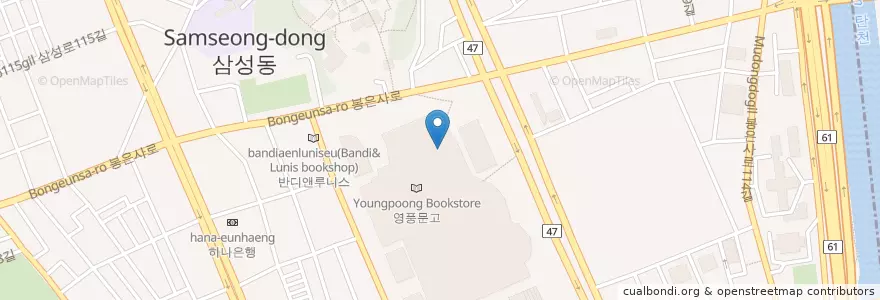 Mapa de ubicacion de ピョルマダン図書館 en 大韓民国, ソウル, 江南区, 三成洞, 삼성1동.