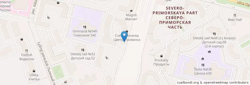 Mapa de ubicacion de Алоэ en Russia, Northwestern Federal District, Leningrad Oblast, Saint Petersburg, Приморский Район, Округ № 65.