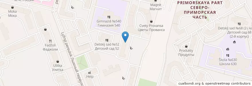 Mapa de ubicacion de Пивотека en Rusia, Северо-Западный Федеральный Округ, Óblast De Leningrado, San Petersburgo, Приморский Район, Округ № 65.