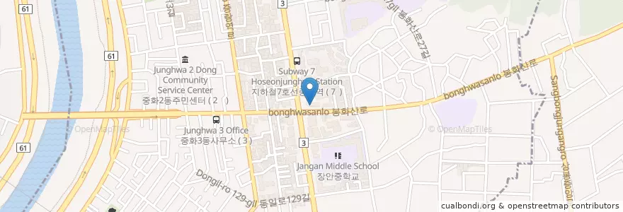 Mapa de ubicacion de Baskin Robbins en Güney Kore, Seul, 중랑구, 중화1동.