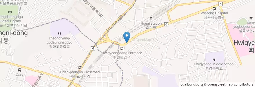 Mapa de ubicacion de BigStar Pizza en Coreia Do Sul, Seul, 동대문구, 휘경2동.