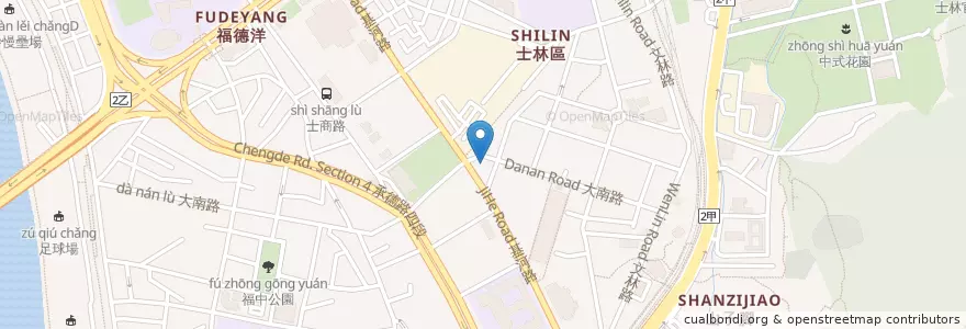 Mapa de ubicacion de 阿姨水果攤 en 타이완, 신베이 시, 타이베이시, 스린 구.