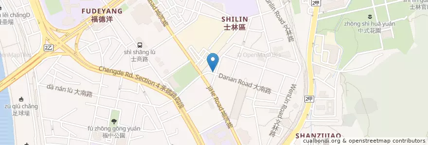 Mapa de ubicacion de 南洋小吃 en 臺灣, 新北市, 臺北市, 士林區.