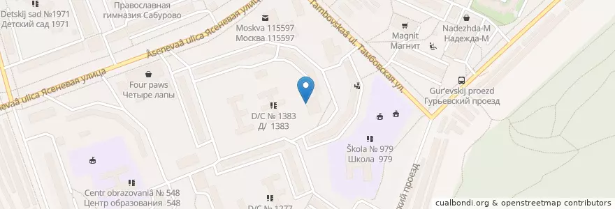 Mapa de ubicacion de Библиотека №220 en Rusland, Centraal Federaal District, Moskou, Южный Административный Округ, Район Орехово-Борисово Южное.