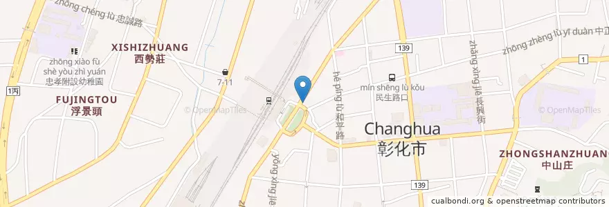 Mapa de ubicacion de 彰化縣警察局交通隊 en تايوان, مقاطعة تايوان, مقاطعة تشانغوا, 彰化市.