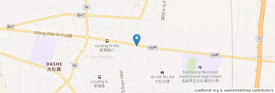 Mapa de ubicacion de 炒翻天 en Taiwan, Kaohsiung, 大社區.