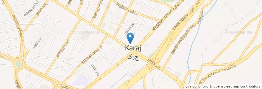 Mapa de ubicacion de بانک صادرات en Irão, استان البرز, شهرستان کرج, بخش مرکزی شهرستان کرج, کرج.