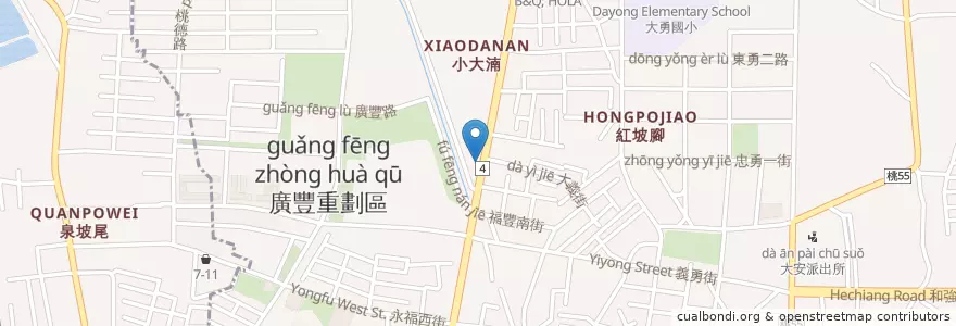 Mapa de ubicacion de 達美樂pizza en 臺灣, 桃園市, 八德區.