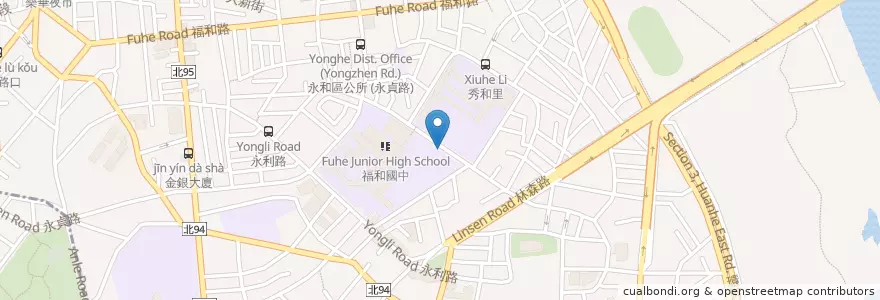 Mapa de ubicacion de 福和國中停車場 en 台湾, 新北市, 永和区.
