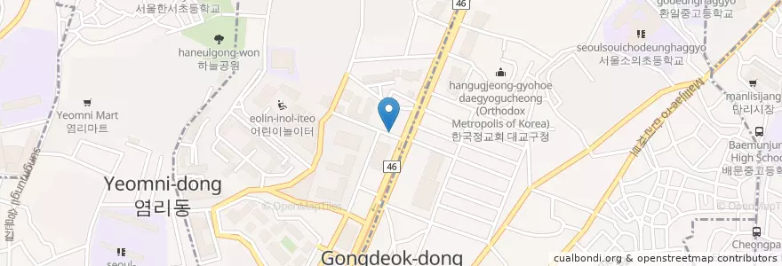 Mapa de ubicacion de 만복국수 en Güney Kore, Seul, 마포구, 아현동.