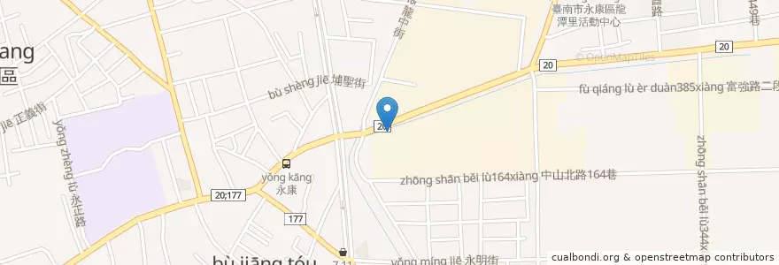 Mapa de ubicacion de 公牛隊 en 타이완, 타이난 시, 융캉구.